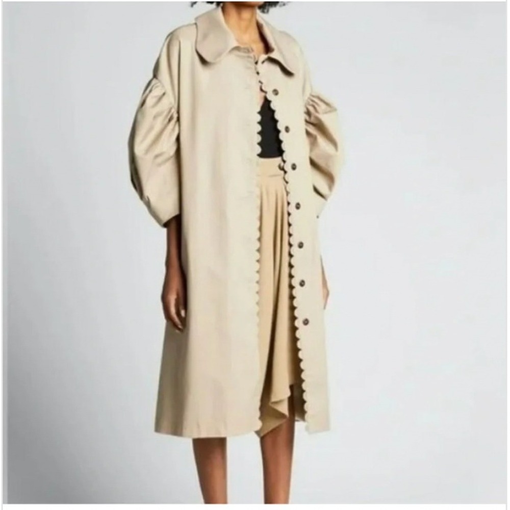 Kika Vargas x Target Tan Scalloped Puff Sleeve Trench Coat Dress XS